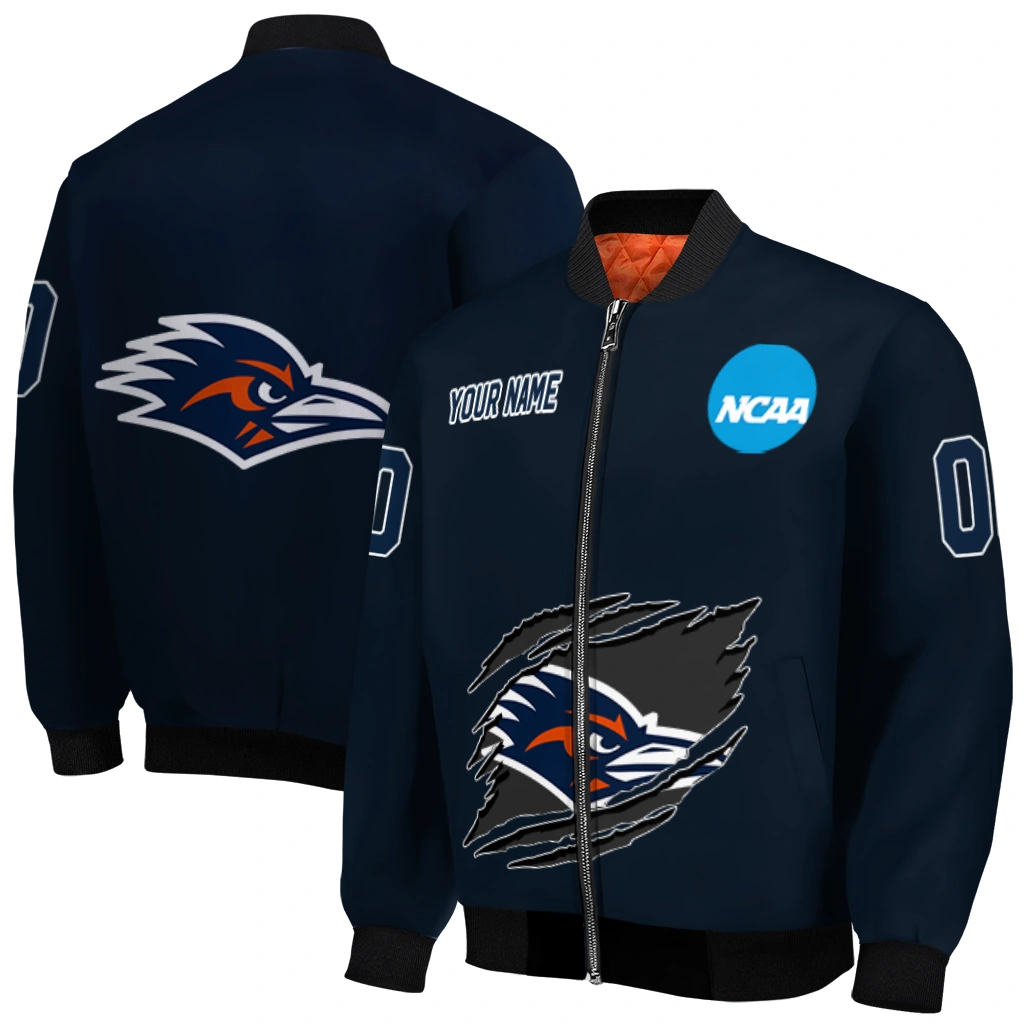 customized utsa roadrunners claw mark orange bomber jacket best selling customized utsa roadrunners claw mark orange bomber jacket best selling