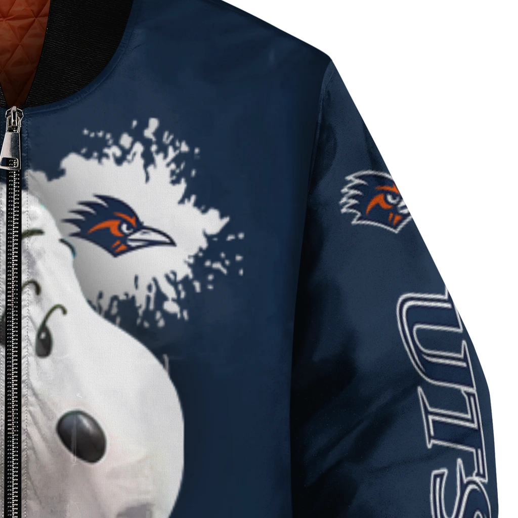 customized utsa roadrunners snoopy head orange bomber jacket premium grade customized utsa roadrunners snoopy head orange bomber jacket premium grade