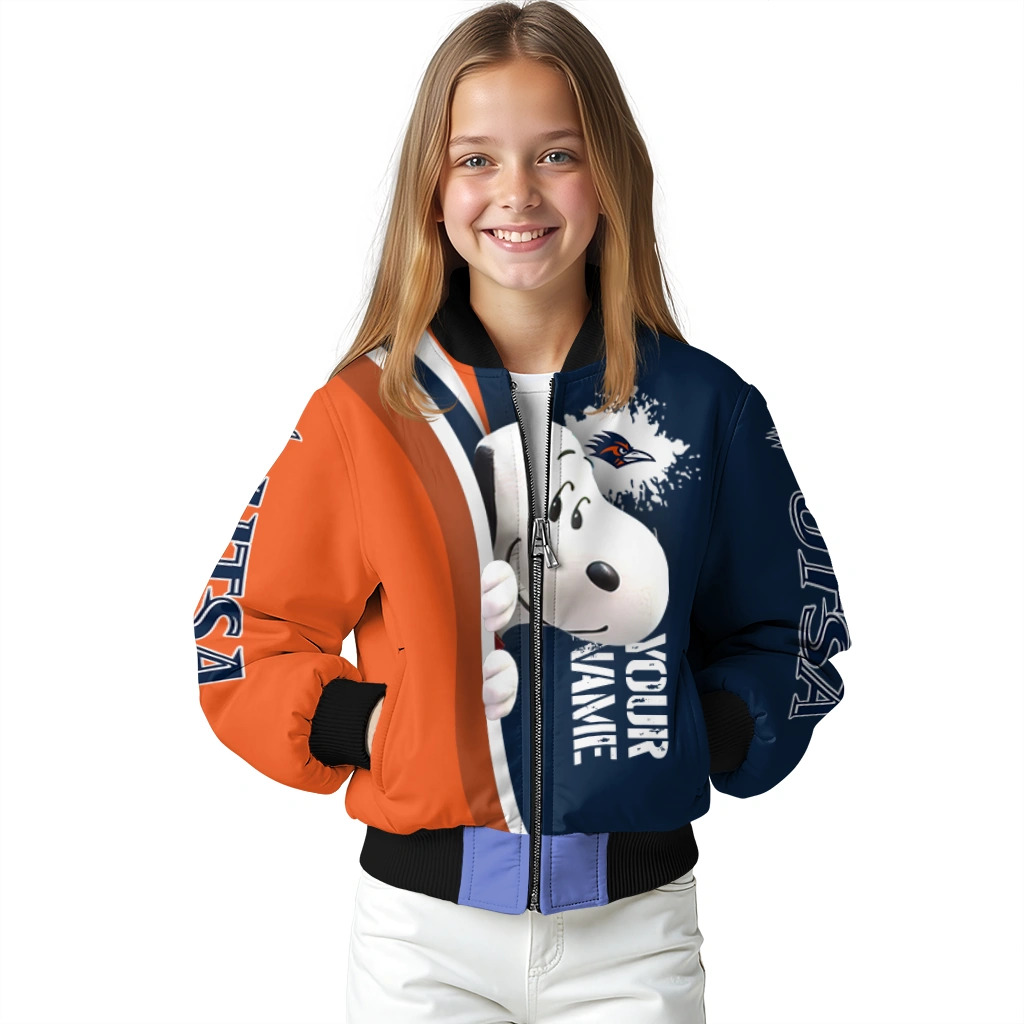 customized utsa roadrunners snoopy head orange bomber jacket top rated customized utsa roadrunners snoopy head orange bomber jacket top rated