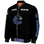 customized vancouver canucks american flag skull black bomber jacket best selling