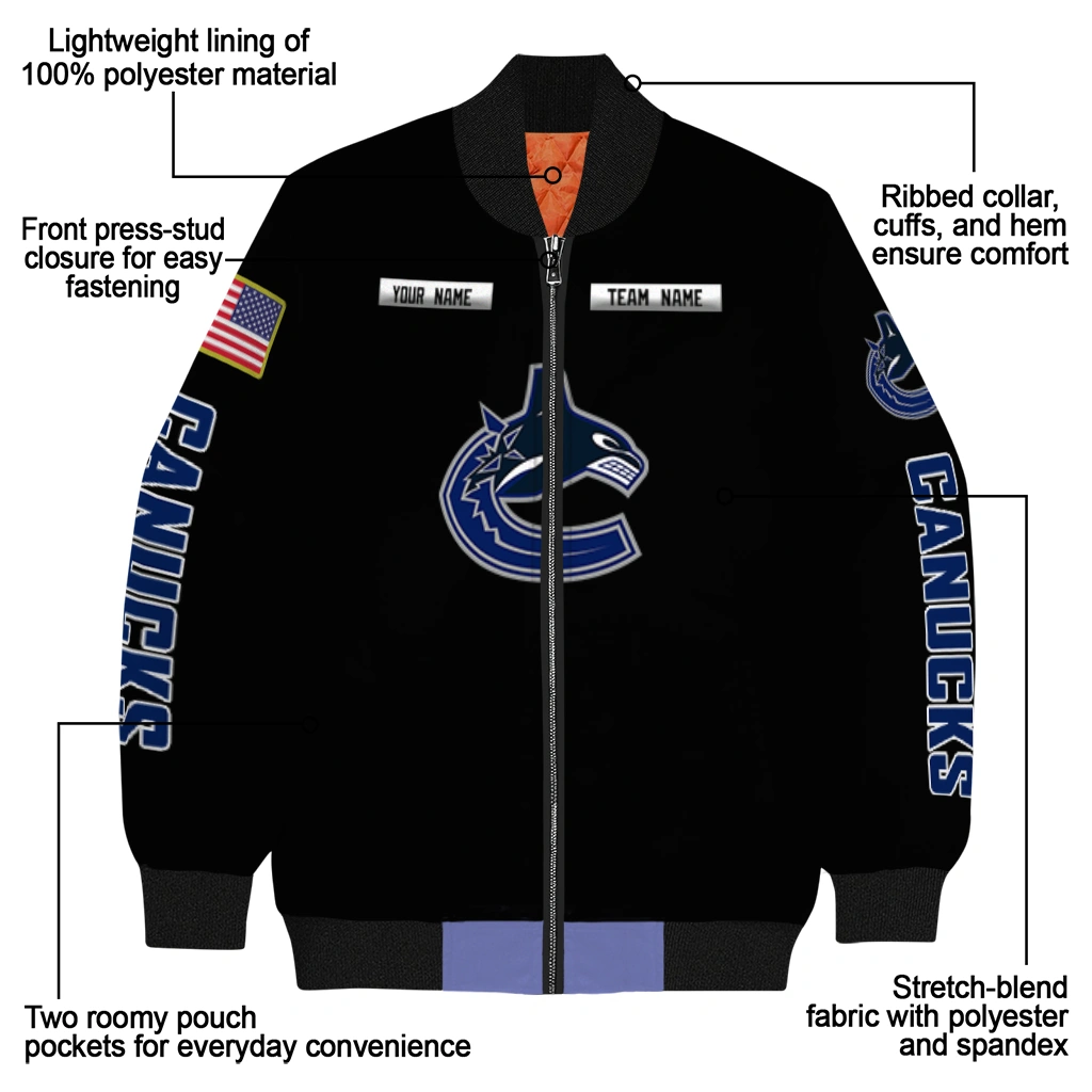 customized vancouver canucks american flag skull black bomber jacket new arrival customized vancouver canucks american flag skull black bomber jacket new arrival