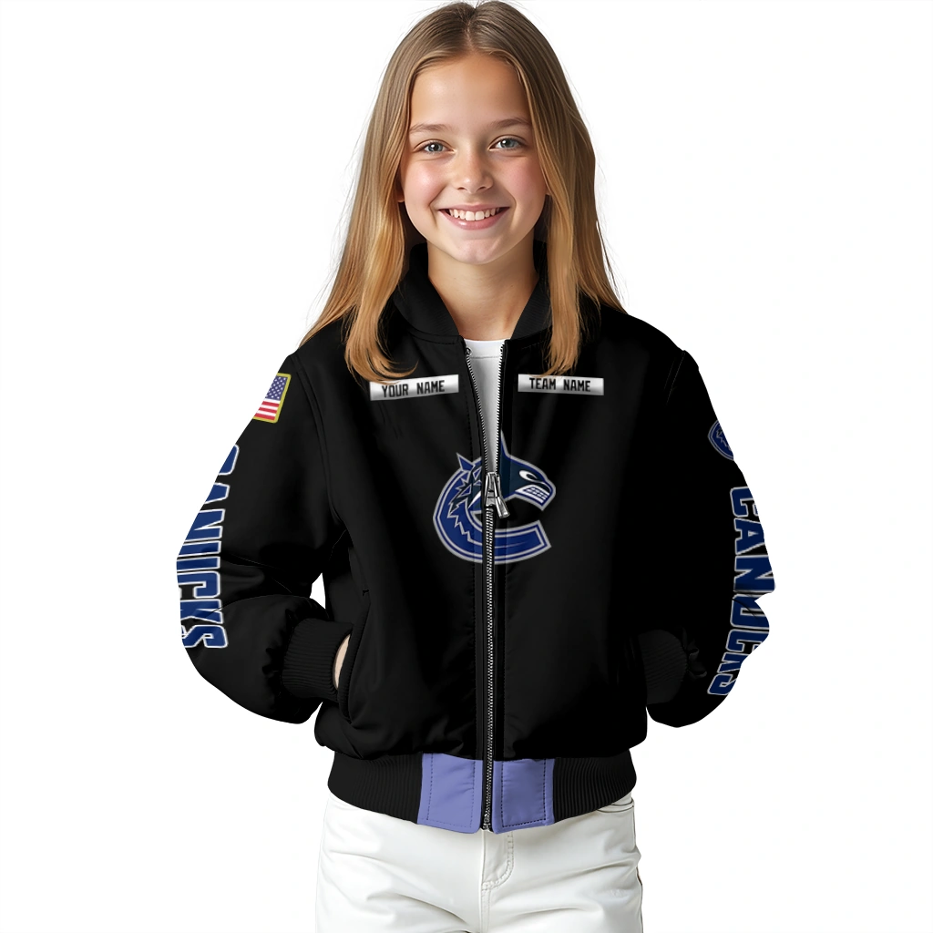 customized vancouver canucks american flag skull black bomber jacket top rated customized vancouver canucks american flag skull black bomber jacket top rated