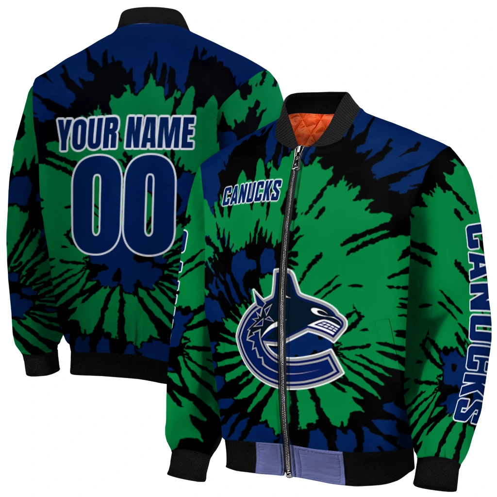 customized vancouver canucks burst splatter blue bomber jacket best selling customized vancouver canucks burst splatter blue bomber jacket best selling