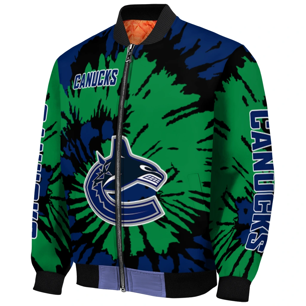 customized vancouver canucks burst splatter blue bomber jacket fashion forward customized vancouver canucks burst splatter blue bomber jacket fashion forward
