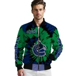 customized vancouver canucks burst splatter blue bomber jacket best selling