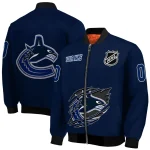 customized vancouver canucks claw rip blue bomber jacket best selling
