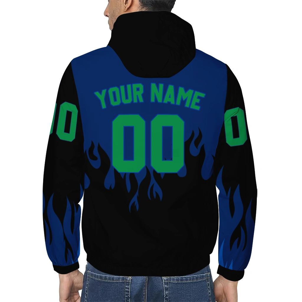 customized vancouver canucks flame trim blue black windbreaker jacket trendy customized vancouver canucks flame trim blue black windbreaker jacket trendy
