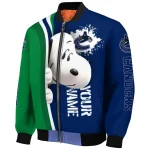 customized vancouver canucks snoopy head blue bomber jacket best selling