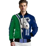 customized vancouver canucks snoopy head blue bomber jacket best selling