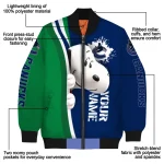 customized vancouver canucks snoopy head blue bomber jacket best selling