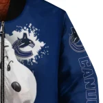 customized vancouver canucks snoopy head blue bomber jacket best selling