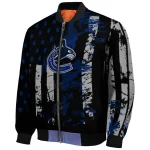 customized vancouver canucks star stripes blue black bomber jacket best selling