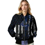customized vancouver canucks star stripes blue black bomber jacket best selling
