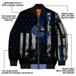 customized vancouver canucks star stripes blue black bomber jacket best selling