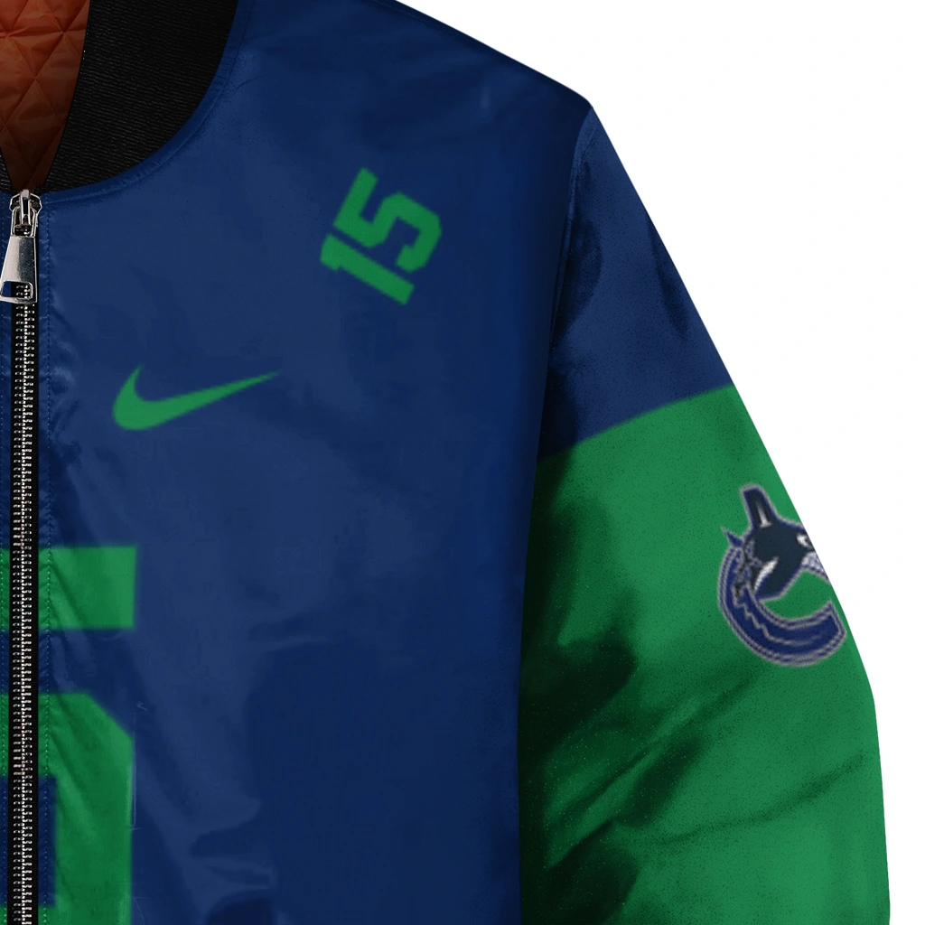 customized vancouver canucks team patch blue bomber jacket premium grade customized vancouver canucks team patch blue bomber jacket premium grade