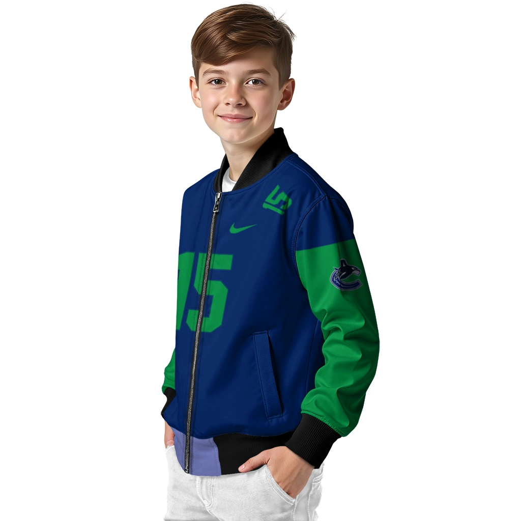 customized vancouver canucks team patch blue bomber jacket trendy customized vancouver canucks team patch blue bomber jacket trendy