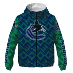 customized vancouver canucks trellis mesh blue windbreaker jacket best selling