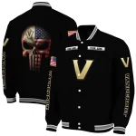customized vanderbilt commodores american flag skull black varsity jacket best selling