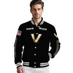 customized vanderbilt commodores american flag skull black varsity jacket best selling