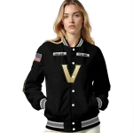 customized vanderbilt commodores american flag skull black varsity jacket best selling