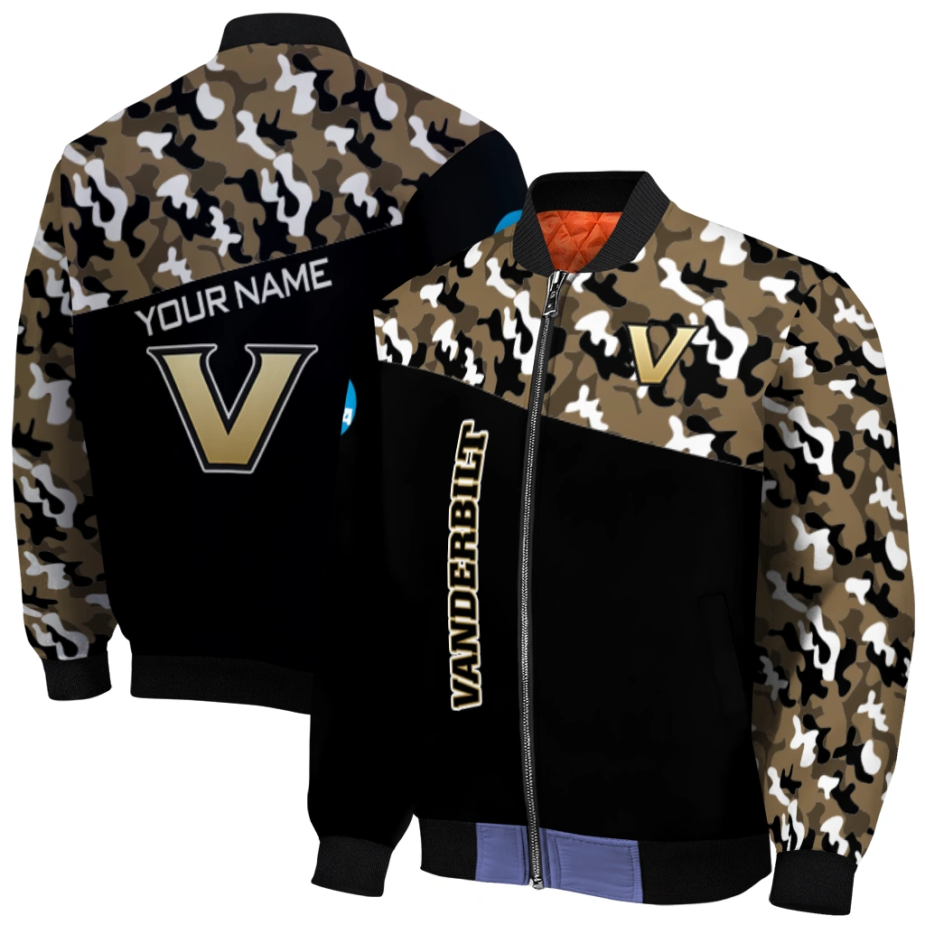 customized vanderbilt commodores camouflage splash black bomber jacket best selling customized vanderbilt commodores camouflage splash black bomber jacket best selling