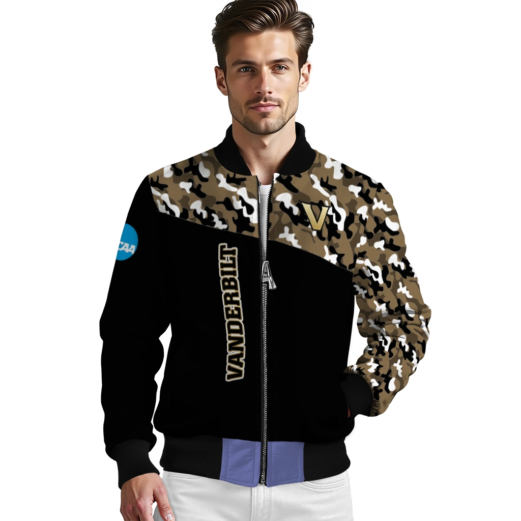 customized vanderbilt commodores camouflage splash black bomber jacket high quality customized vanderbilt commodores camouflage splash black bomber jacket high quality