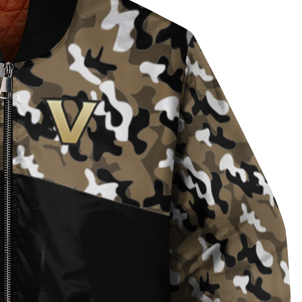 customized vanderbilt commodores camouflage splash black bomber jacket premium grade customized vanderbilt commodores camouflage splash black bomber jacket premium grade