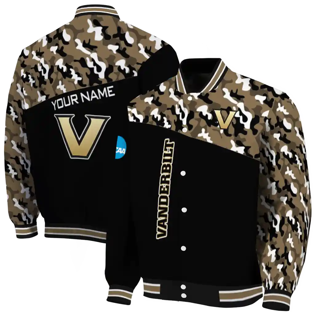 customized vanderbilt commodores camouflage splash black varsity jacket fashion forward customized vanderbilt commodores camouflage splash black varsity jacket fashion forward
