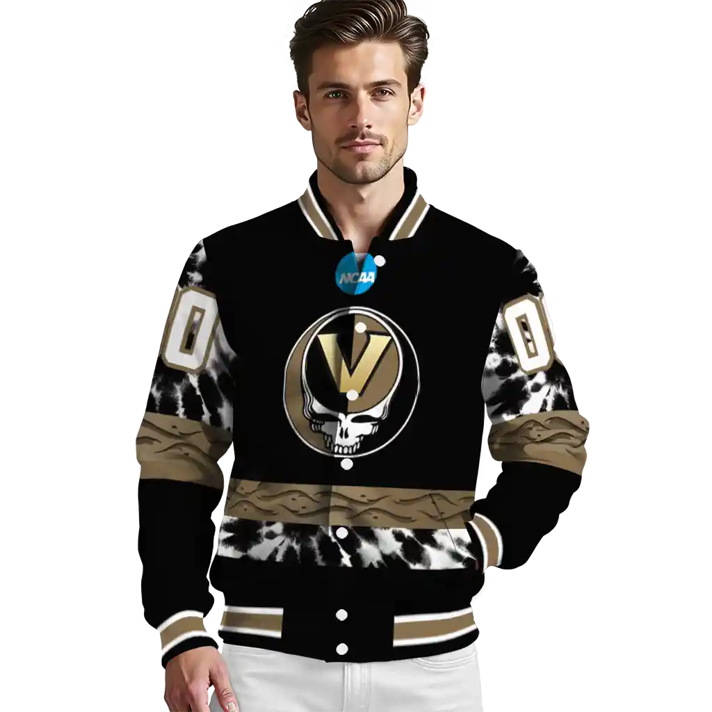 customized vanderbilt commodores circle skull black varsity jacket high quality customized vanderbilt commodores circle skull black varsity jacket high quality