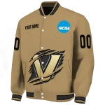 customized vanderbilt commodores claw effect beige varsity jacket best selling