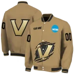 customized vanderbilt commodores claw effect beige varsity jacket best selling