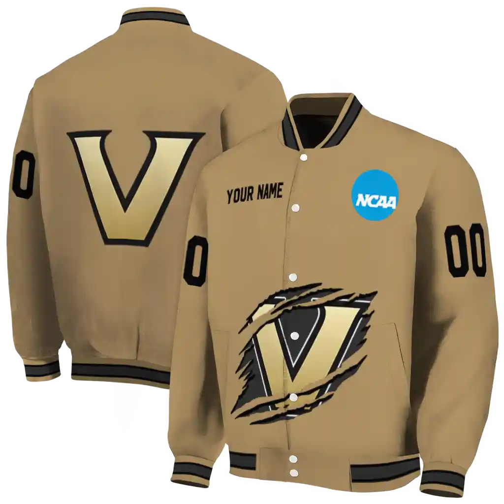 customized vanderbilt commodores claw effect beige varsity jacket fashion forward customized vanderbilt commodores claw effect beige varsity jacket fashion forward