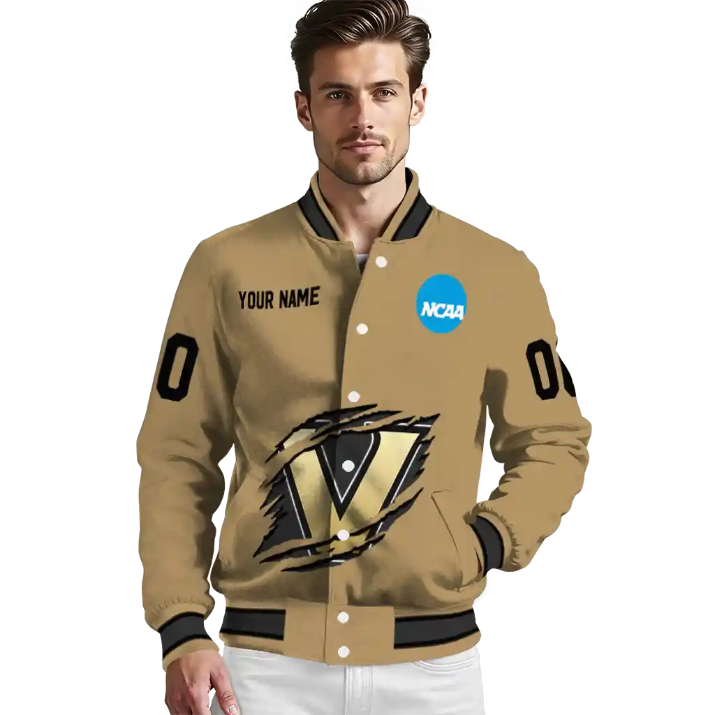 customized vanderbilt commodores claw effect beige varsity jacket high quality customized vanderbilt commodores claw effect beige varsity jacket high quality