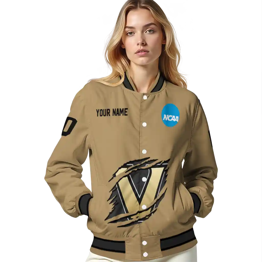 customized vanderbilt commodores claw effect beige varsity jacket latest model customized vanderbilt commodores claw effect beige varsity jacket latest model