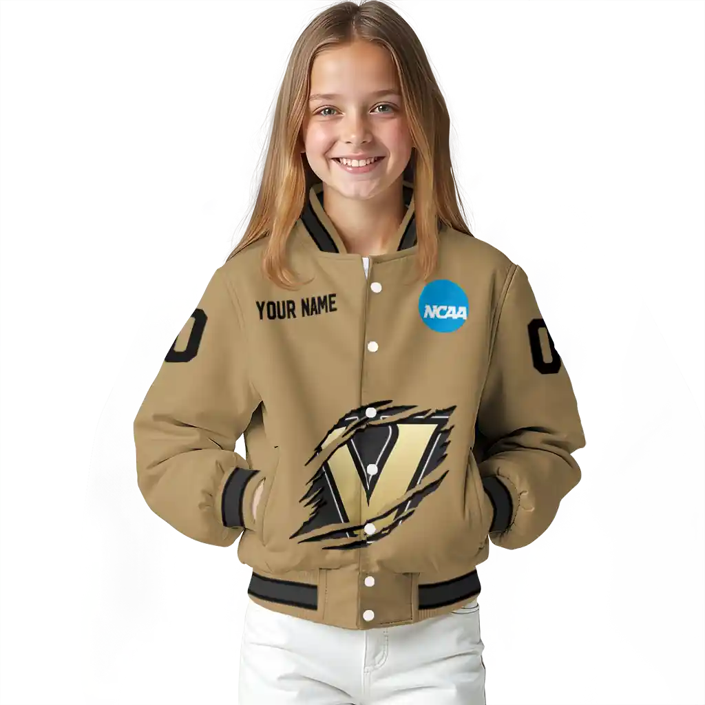 customized vanderbilt commodores claw effect beige varsity jacket top rated customized vanderbilt commodores claw effect beige varsity jacket top rated