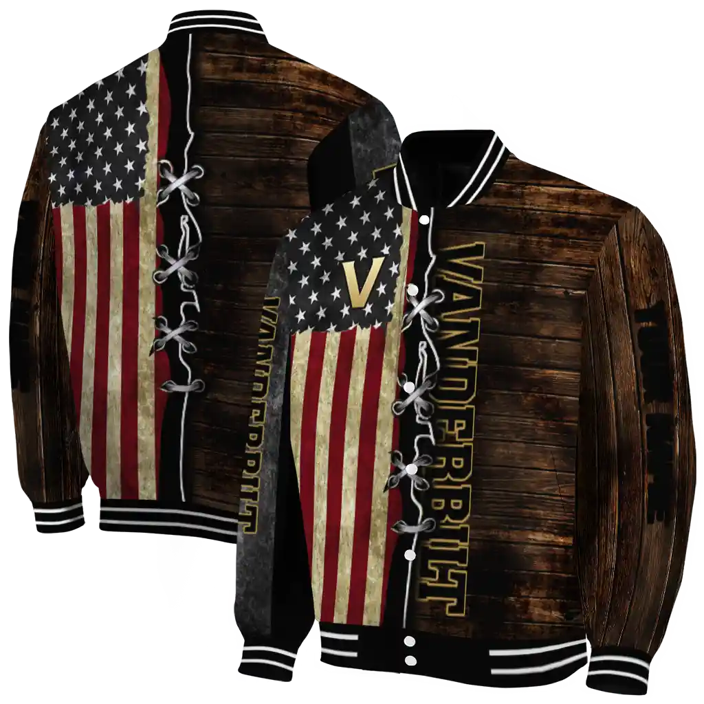 customized vanderbilt commodores flag wood brown varsity jacket fashion forward customized vanderbilt commodores flag wood brown varsity jacket fashion forward