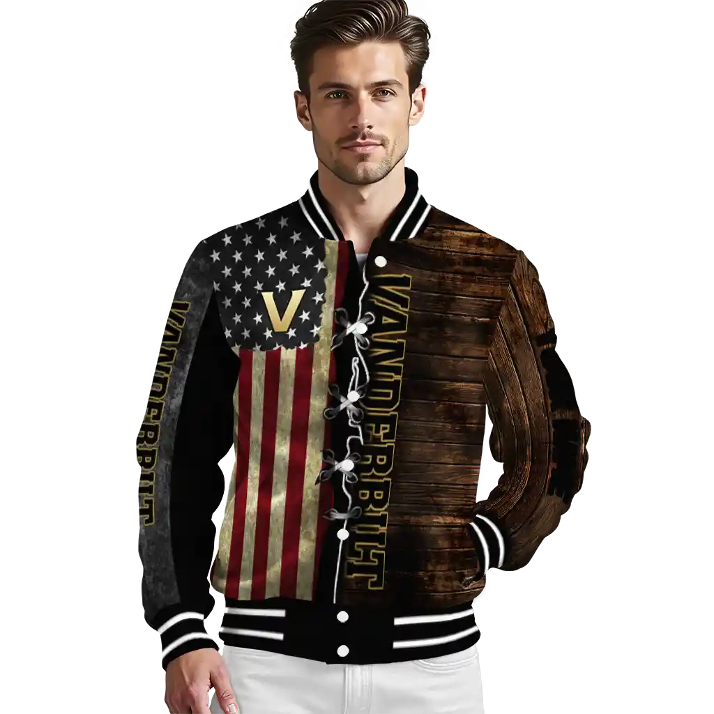 customized vanderbilt commodores flag wood brown varsity jacket high quality customized vanderbilt commodores flag wood brown varsity jacket high quality