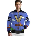 customized vanderbilt commodores mario blocks blue black bomber jacket best selling
