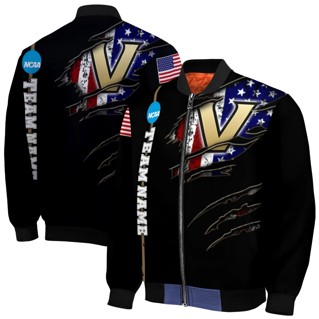 customized vanderbilt commodores usa flag claws black bomber jacket best selling customized vanderbilt commodores usa flag claws black bomber jacket best selling
