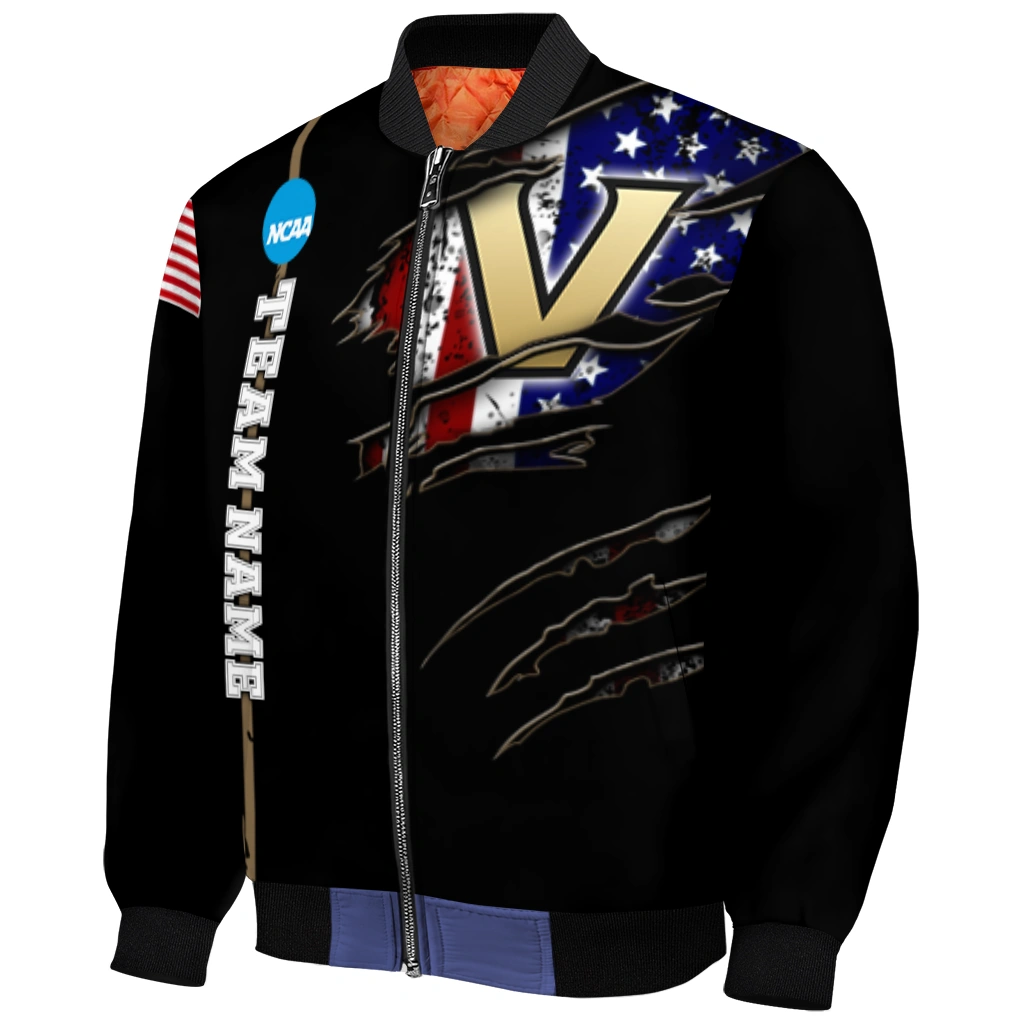 customized vanderbilt commodores usa flag claws black bomber jacket fashion forward customized vanderbilt commodores usa flag claws black bomber jacket fashion forward