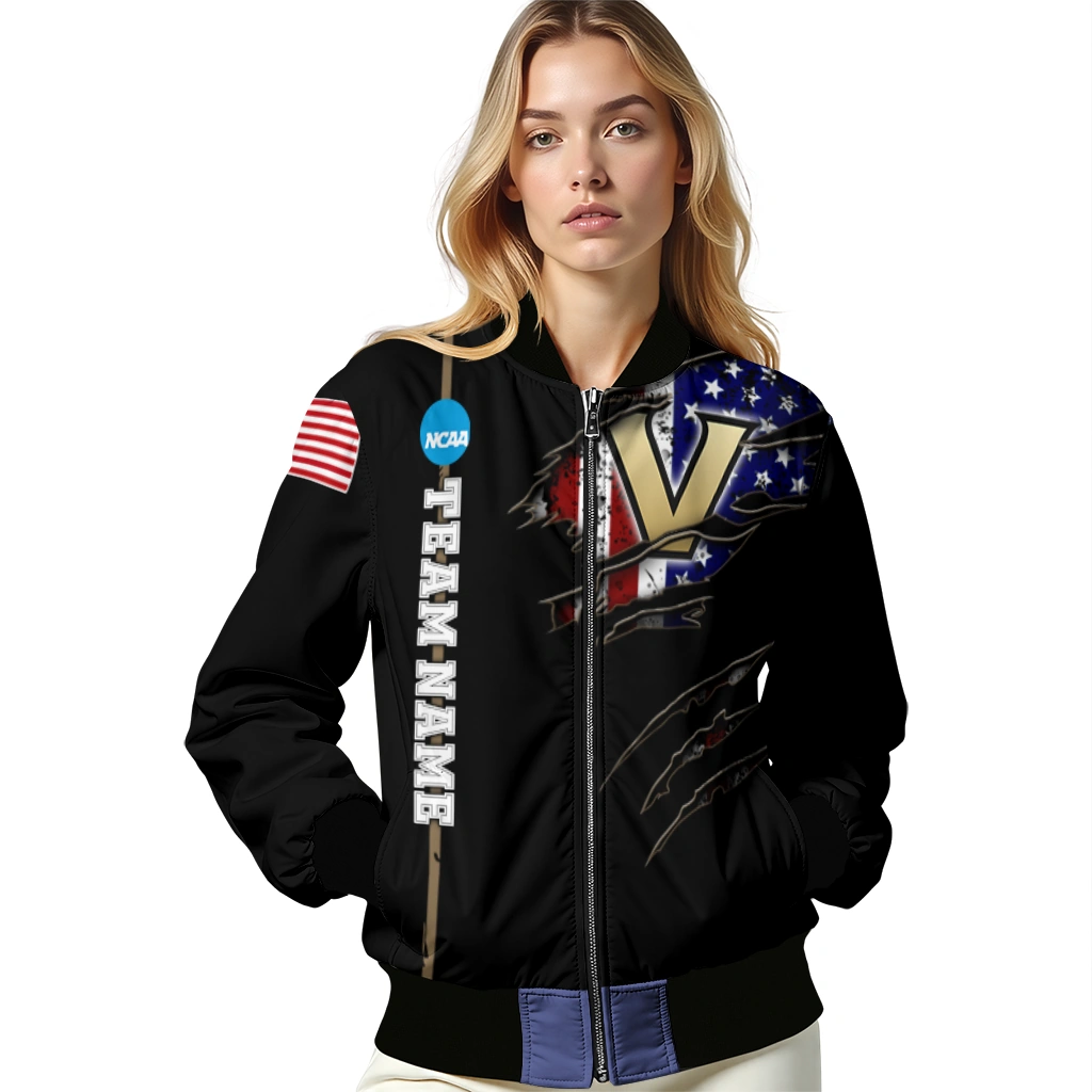 customized vanderbilt commodores usa flag claws black bomber jacket latest model customized vanderbilt commodores usa flag claws black bomber jacket latest model