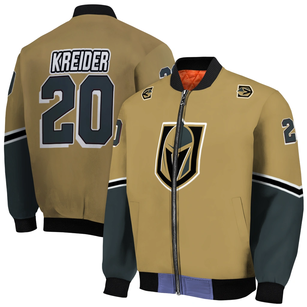 customized vegas golden knights chevron style tan bomber jacket best selling customized vegas golden knights chevron style tan bomber jacket best selling