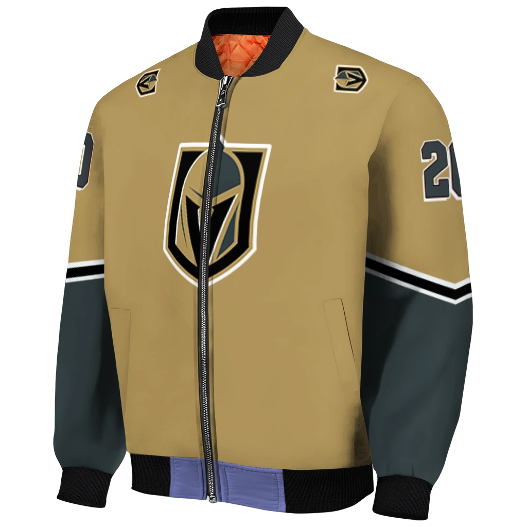 customized vegas golden knights chevron style tan bomber jacket fashion forward customized vegas golden knights chevron style tan bomber jacket fashion forward