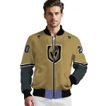 customized vegas golden knights chevron style tan bomber jacket best selling