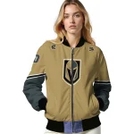customized vegas golden knights chevron style tan bomber jacket best selling