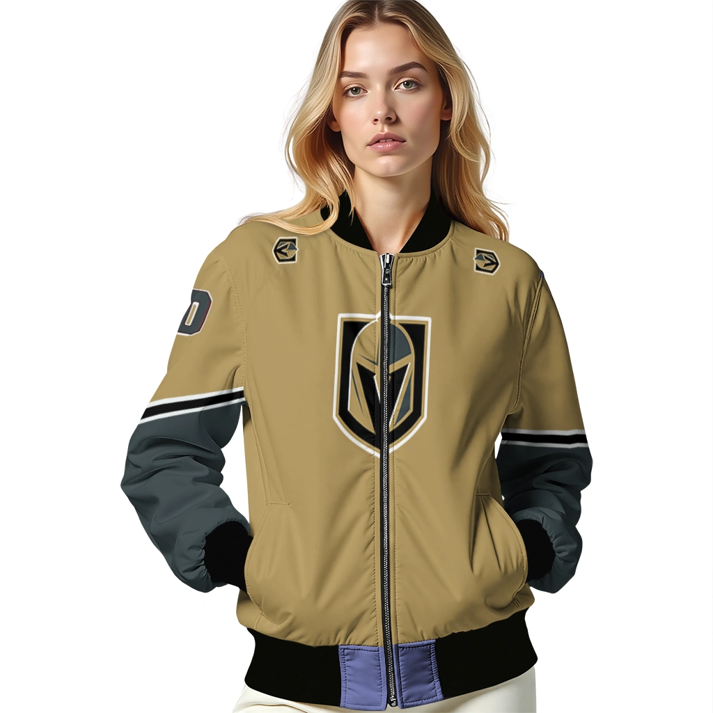 customized vegas golden knights chevron style tan bomber jacket latest model customized vegas golden knights chevron style tan bomber jacket latest model
