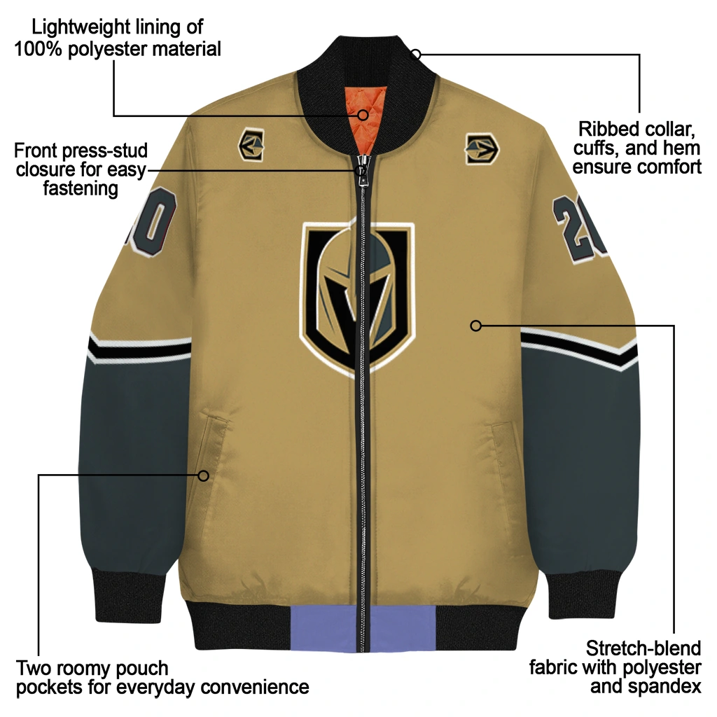 customized vegas golden knights chevron style tan bomber jacket new arrival customized vegas golden knights chevron style tan bomber jacket new arrival