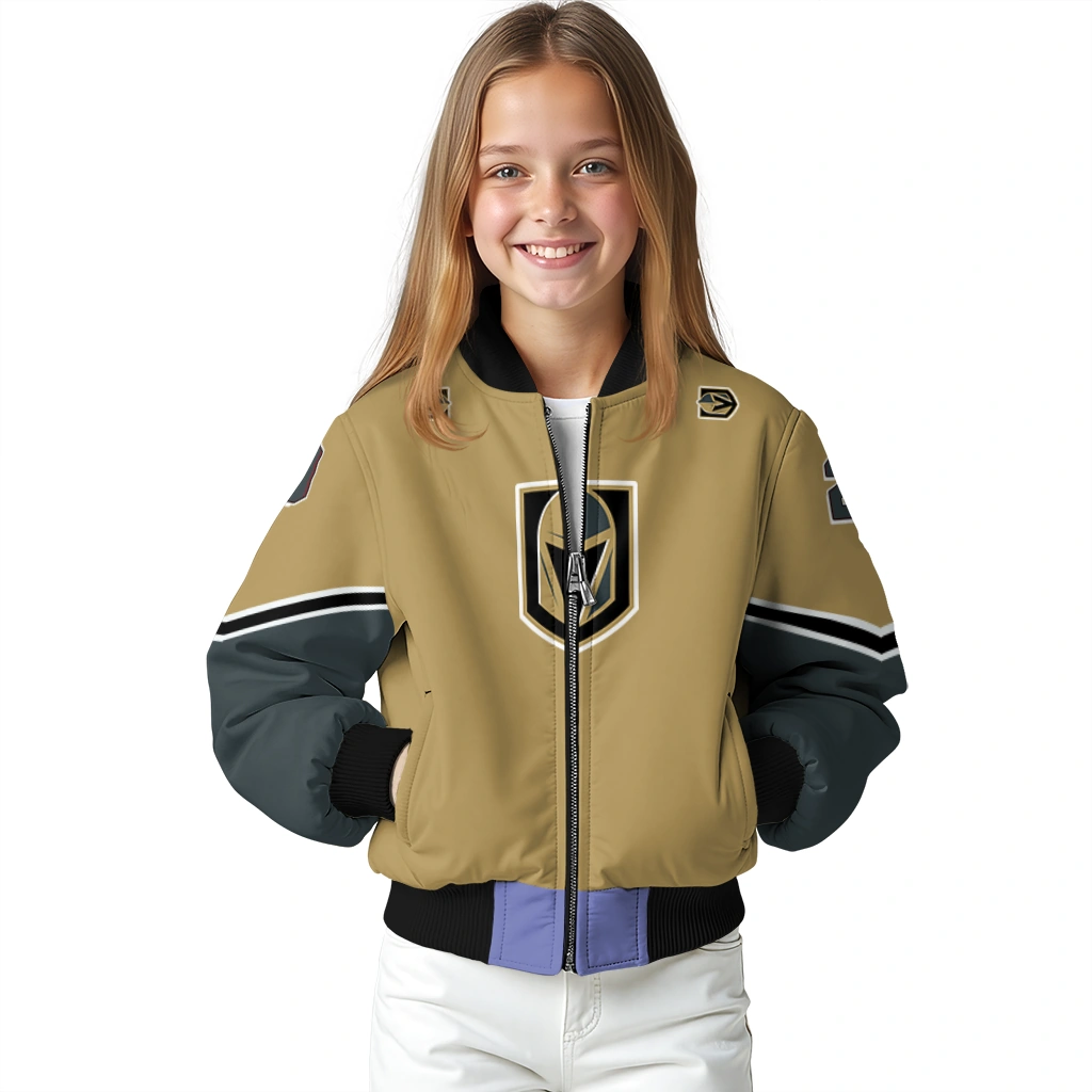 customized vegas golden knights chevron style tan bomber jacket top rated customized vegas golden knights chevron style tan bomber jacket top rated