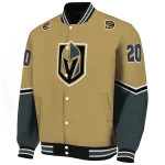 customized vegas golden knights chevron style tan varsity jacket best selling