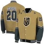 customized vegas golden knights chevron style tan varsity jacket best selling